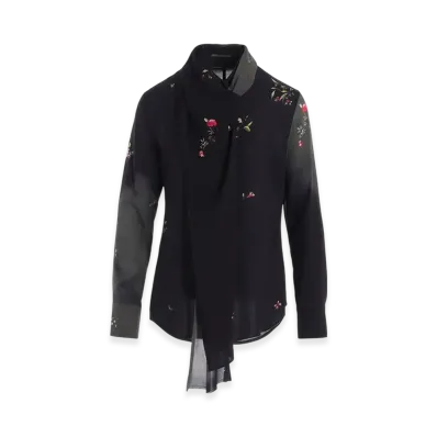 Yohji Yamamoto 80 Modal Pt Stole Detail Blouse "Black"