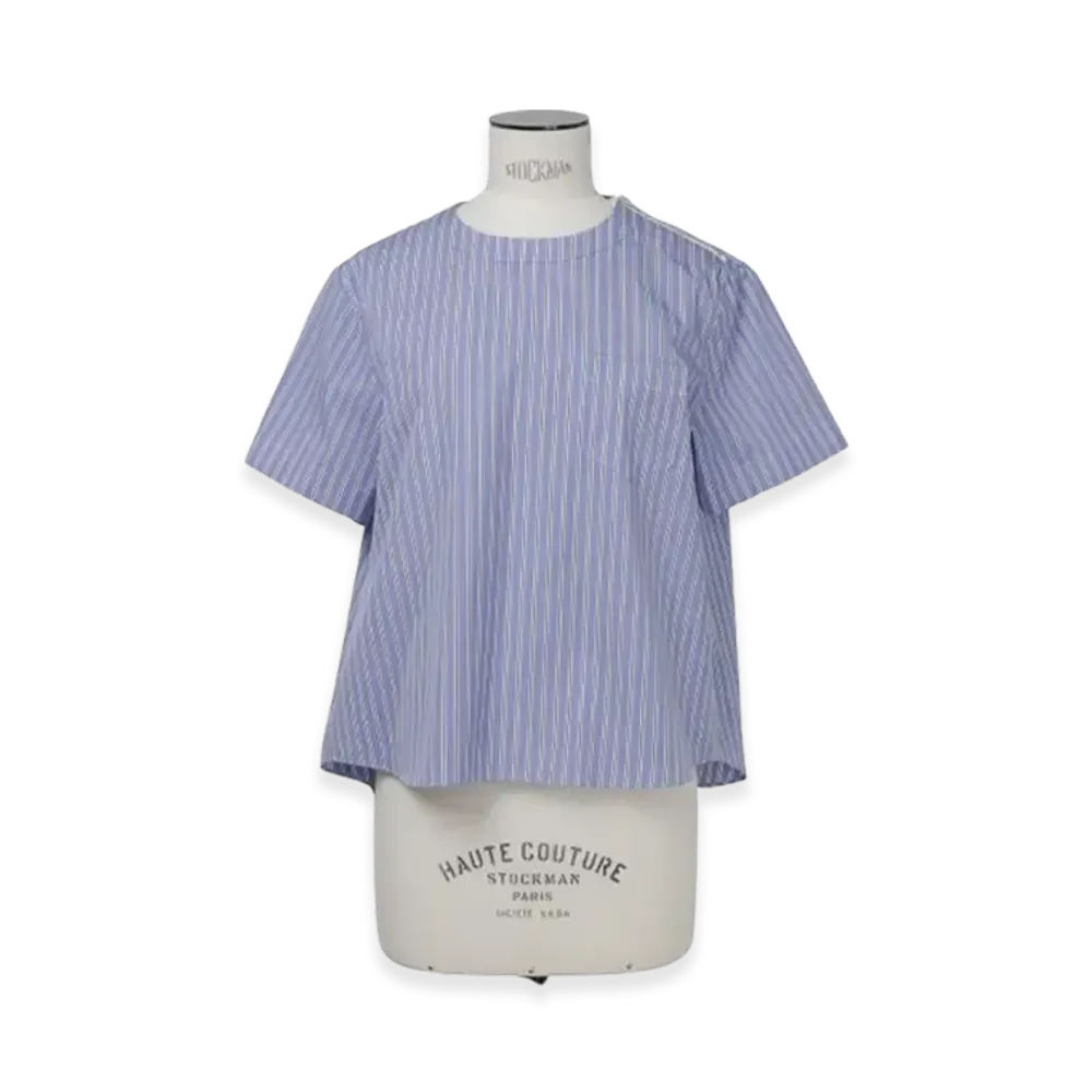 sacai Cotton Poplin Pullover "Light Blue Stripe"