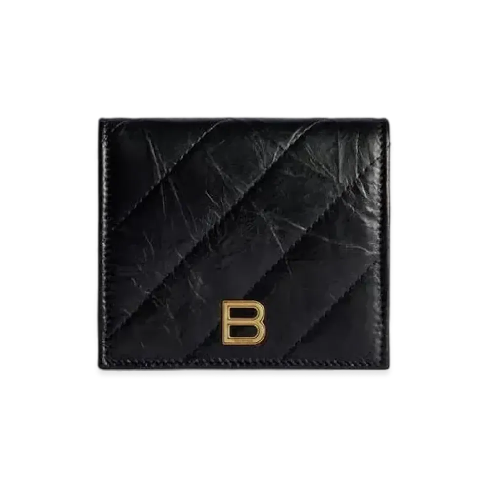 BALENCIAGA Crush Flap Coin and Card Holder Quilted ""
