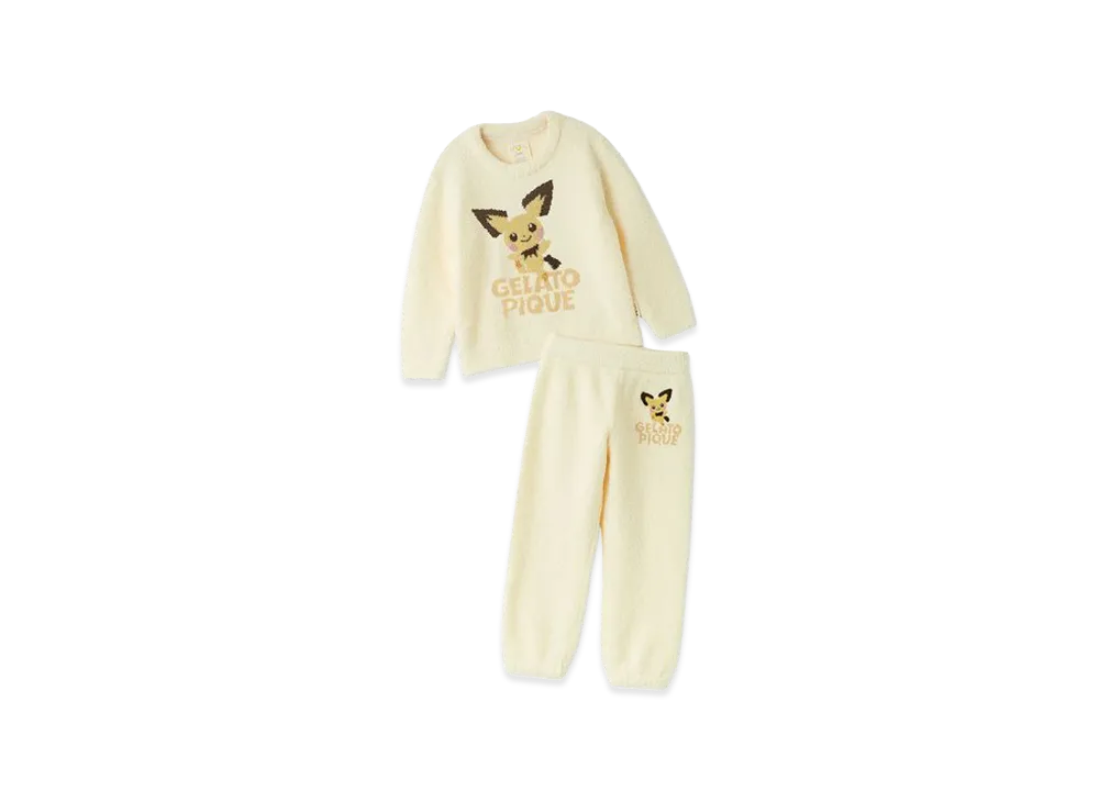 GELATO PIQUE x Pokemon Kids Baby Moco Jacquard Pullover & Long Pants Set "Cream"
