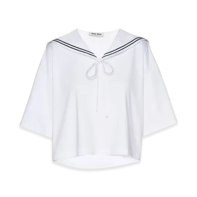 MIU MIU Women's Embroidered Cotton T-Shirt "White"