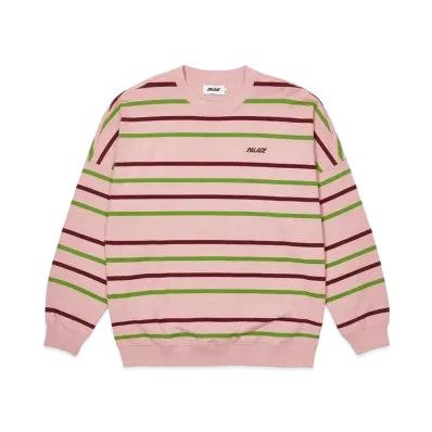 PALACE STRIPE DROP SHOULDER CREW "Pink"