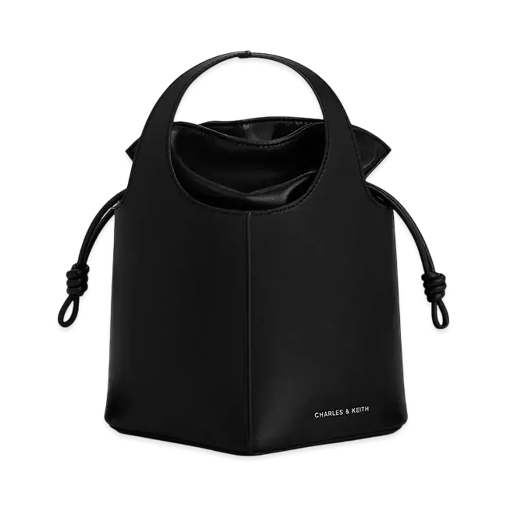 CHARLES & KEITH Arlis Linen Bucket Bag "Noir"