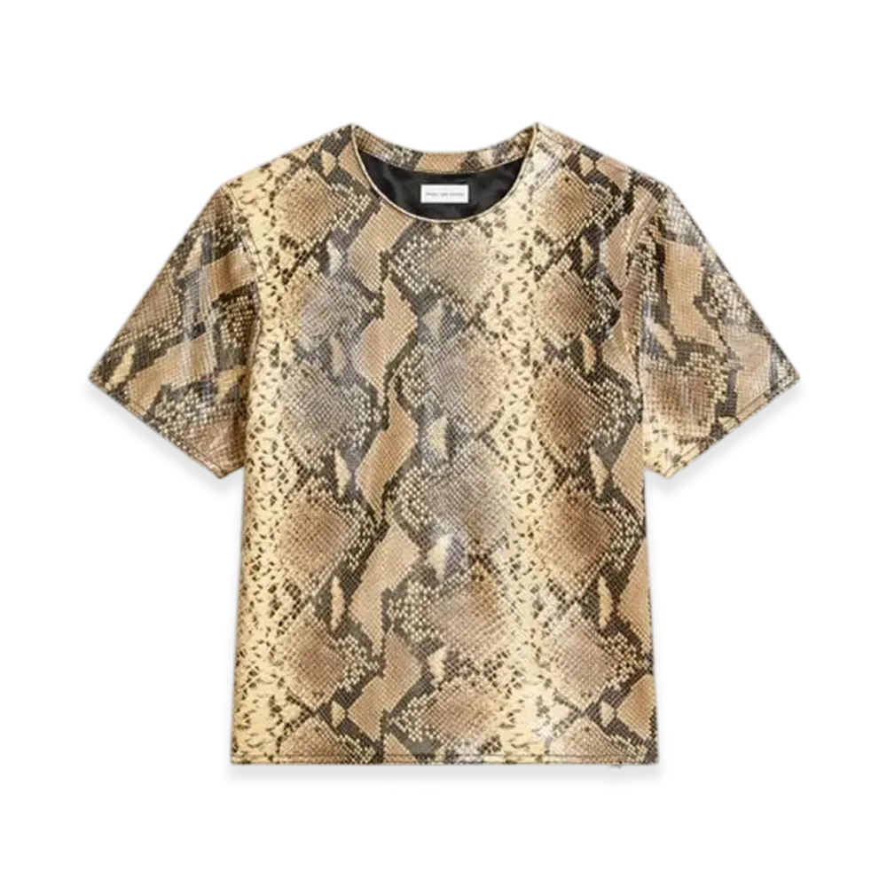 DRIES VAN NOTEN Leather Tee "Beige"
