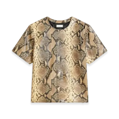 DRIES VAN NOTEN Leather Tee "Beige"