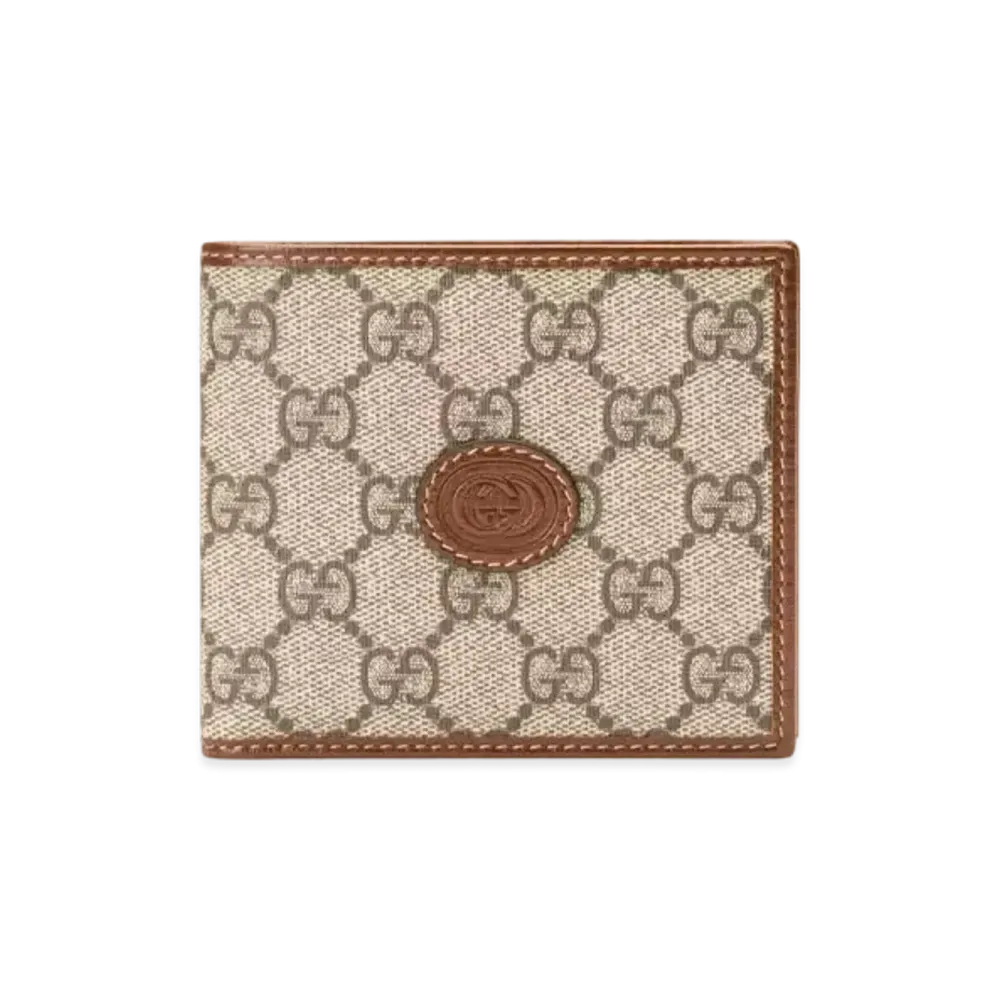 GUCCI GG Supreme Coin Wallet With Interlocking G "Beige/Ebony"