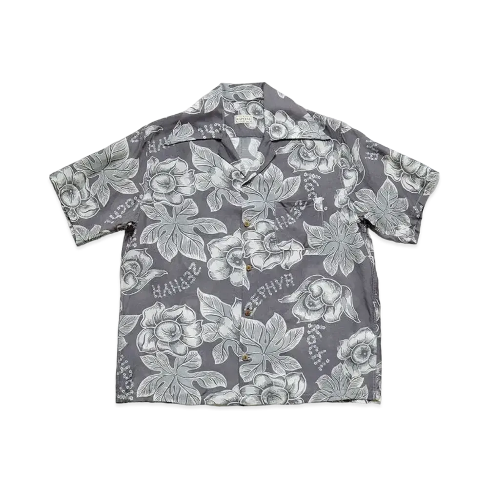 KAPITAL Silk Rayon Anemone Wrangle Color Aloha Shirt "Grey Purple"