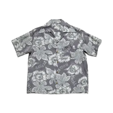 KAPITAL Silk Rayon Anemone Wrangle Color Aloha Shirt "Grey Purple"