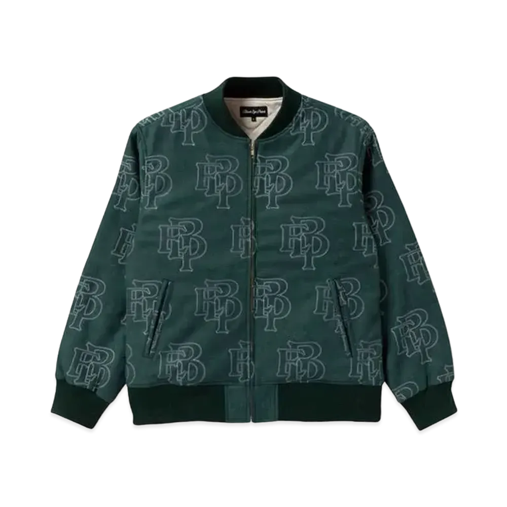 BlackEyePatch PATTERN EMBROIDERED FAKE SUEDE BLOUSON "Green"