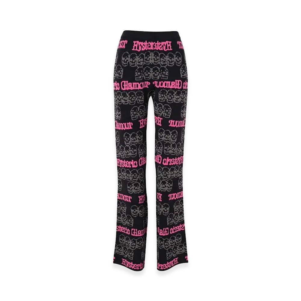 HYSTERIC GLAMOUR Women's SKULL STRIPE Pattern Jacquard Pants "Black"