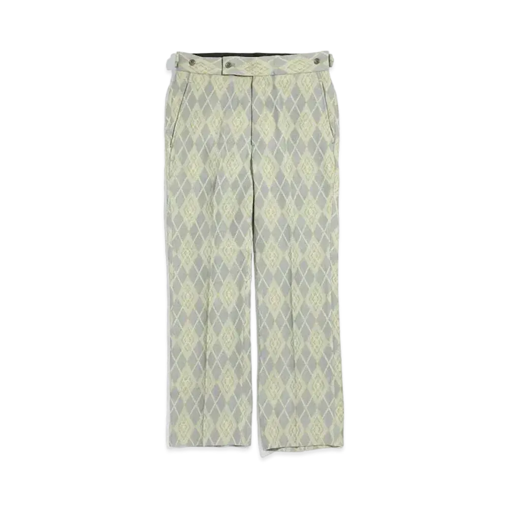 Needles SIDE TAB TROUSER - PE/R/AC/C ARGYLE JQ. "Grey/Yellow"