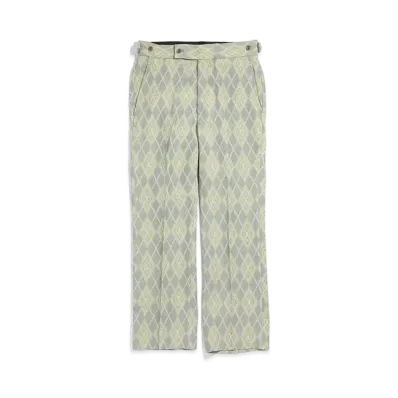Needles SIDE TAB TROUSER - PE/R/AC/C ARGYLE JQ. "Grey/Yellow"