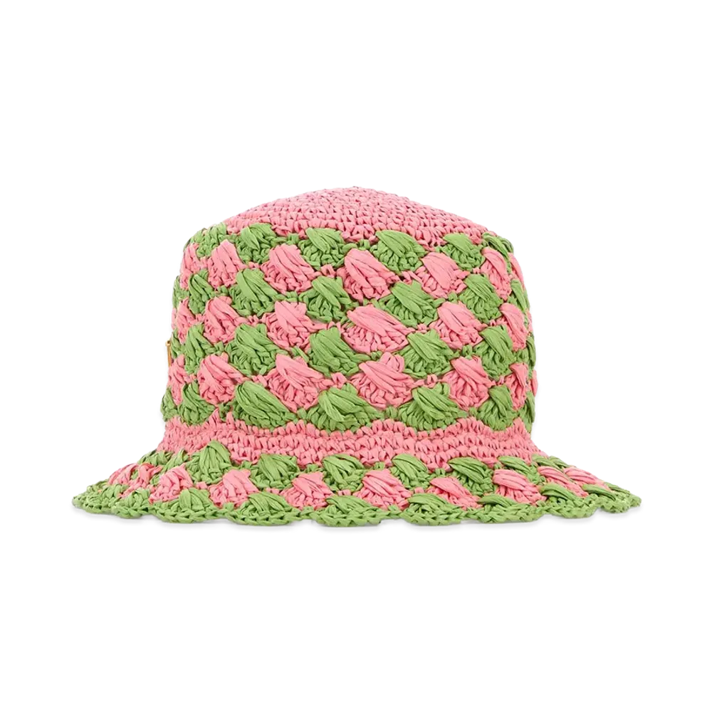 PRADA Women's Two-Tone Raffia Bucket Hat "Multicoloured"