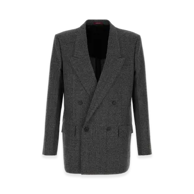 GUCCI Melange Charcoal Wool Blazer "Black"