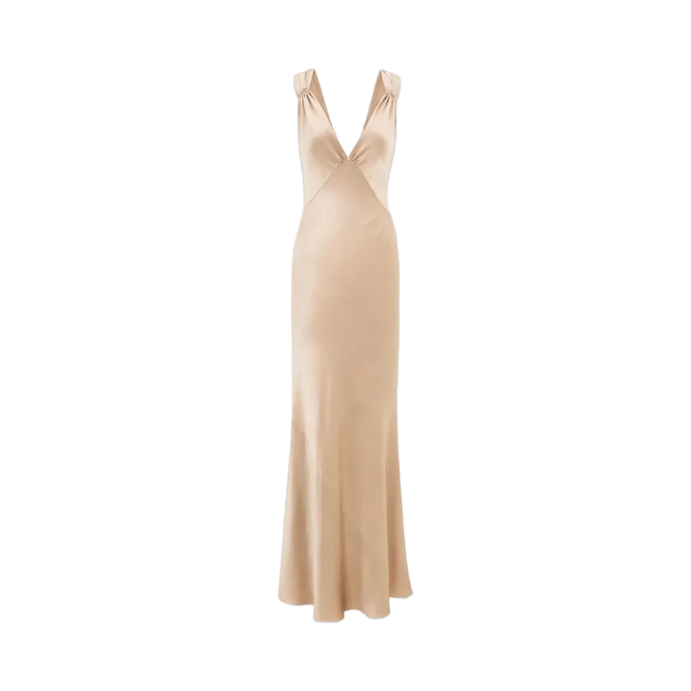 Saint Laurent Women's Cross-Back Dress in Silk Satin "Rose"