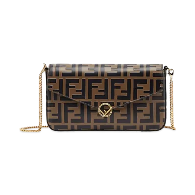 FENDI Leather Mini Bag With Wallet With Pouch "Brown"