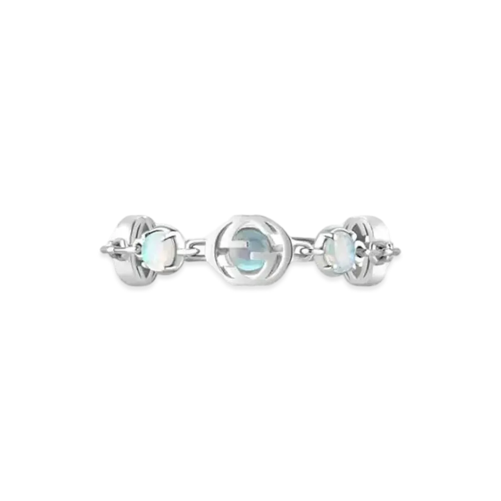 GUCCI Interlocking G Ring With Opals