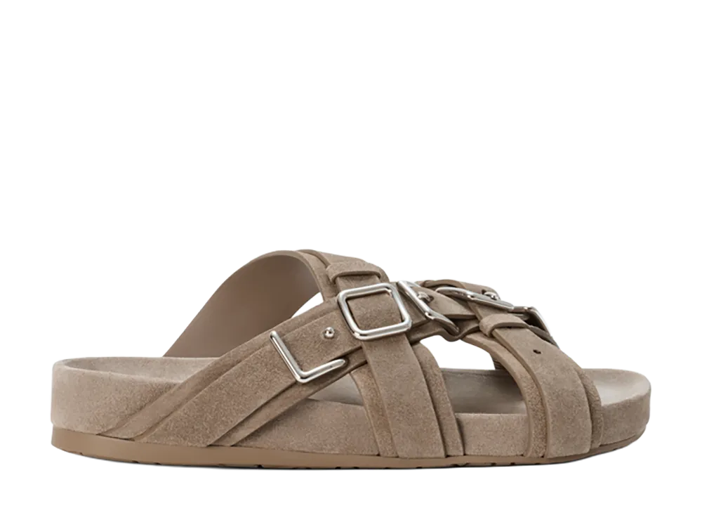 LOEWE Type Fussbett Sandal in Suede Calf "Hazelnut"