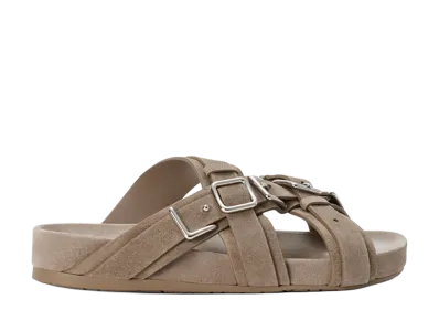 LOEWE Type Fussbett Sandal in Suede Calf "Hazelnut"