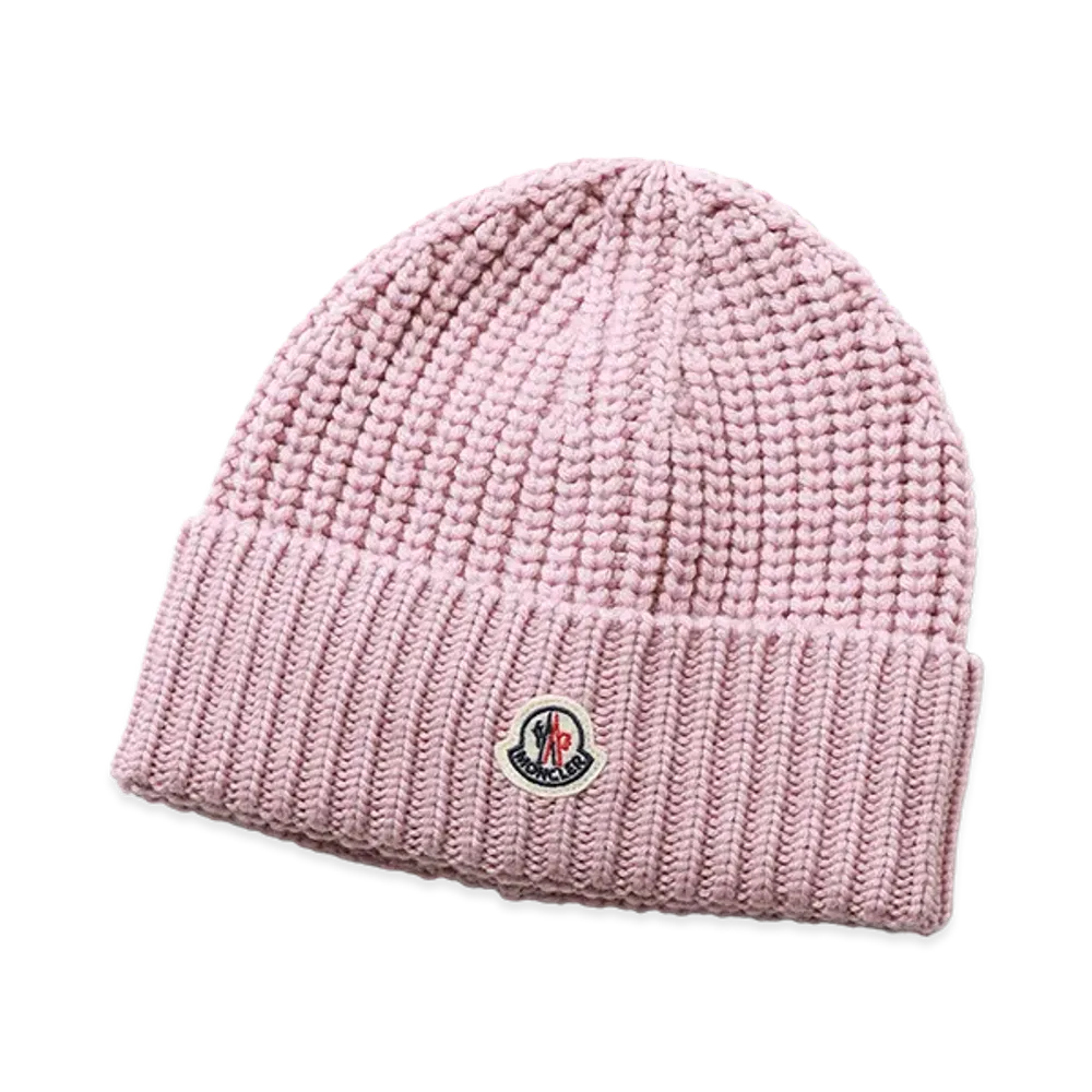 MONCLER Wool Rib Beanie "Pink"