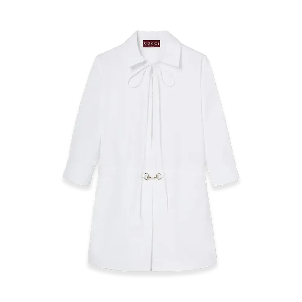 GUCCI Women's Morsetto Chemisier Dress "White"