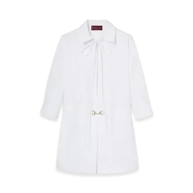 GUCCI Women's Morsetto Chemisier Dress "White"