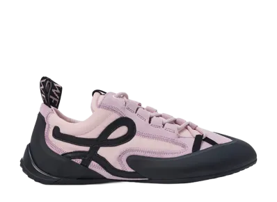 LOEWE Women's Grip Sneaker in Nylon Suede and TPU "Pink/Black"