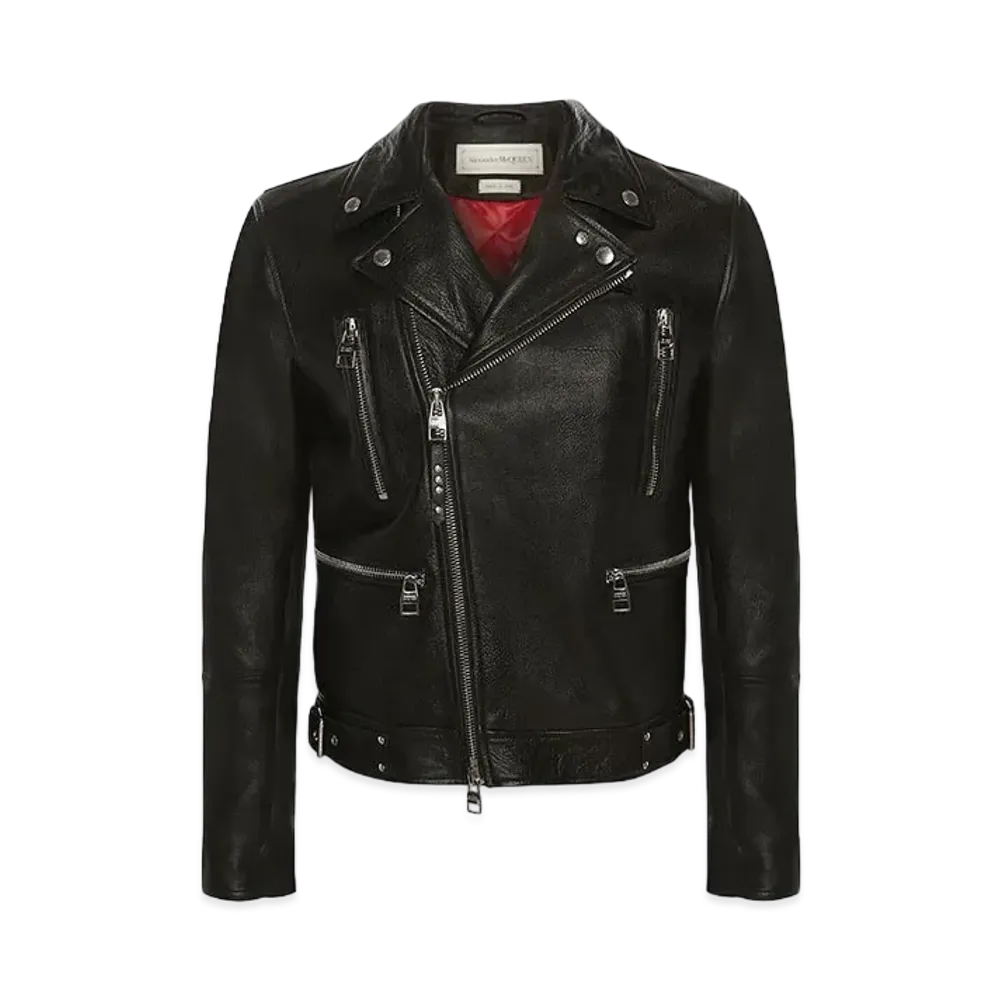 Alexander McQUEEN Classic Leather Biker Jacket "Black"