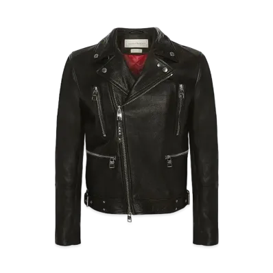 Alexander McQUEEN Classic Leather Biker Jacket "Black"