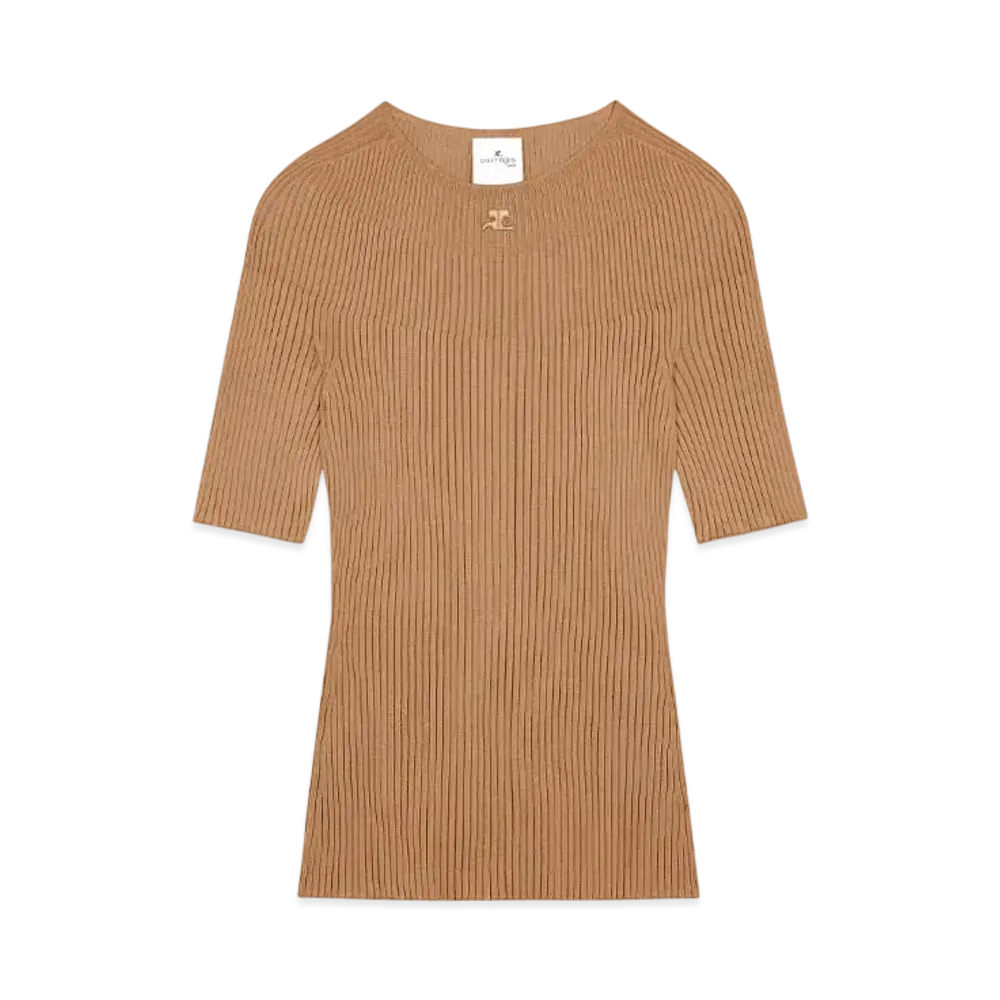Courreges Solar Light Rib Sweater "Toffee"