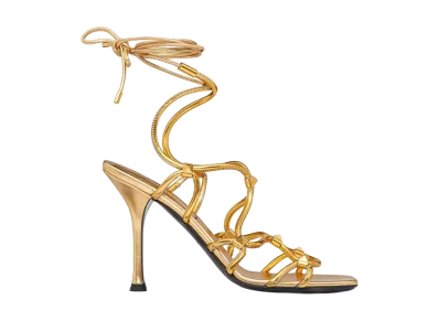 Valentino Garavani Women's Rockstud Net 100mm Sandals "Gold"