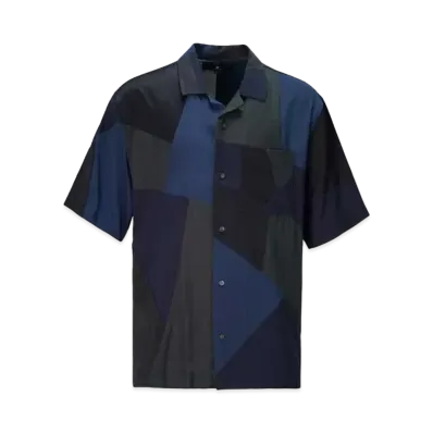 ANREALAGE Panel Patchwork Rayon Shirt "Navy"