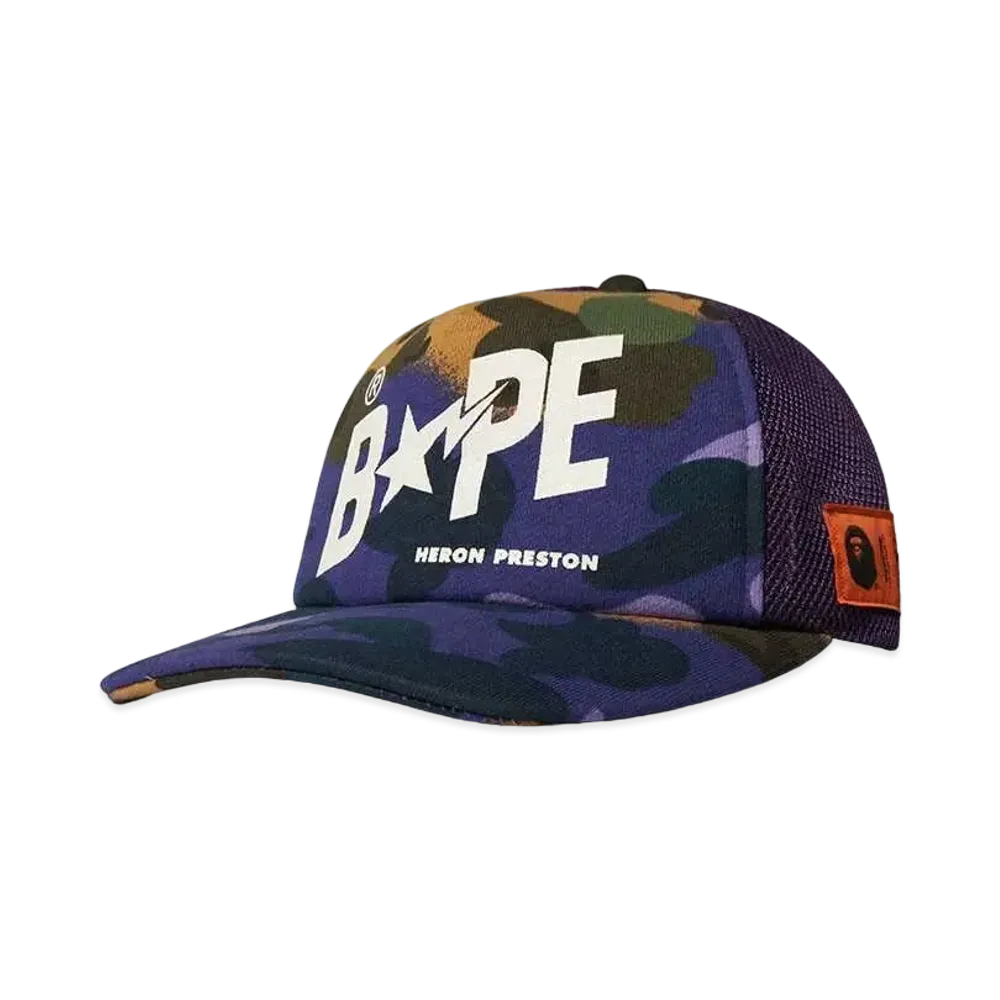 A BATHING APE X HERON PRESTON MIX 1ST CAMO MESH CAP "Camo"