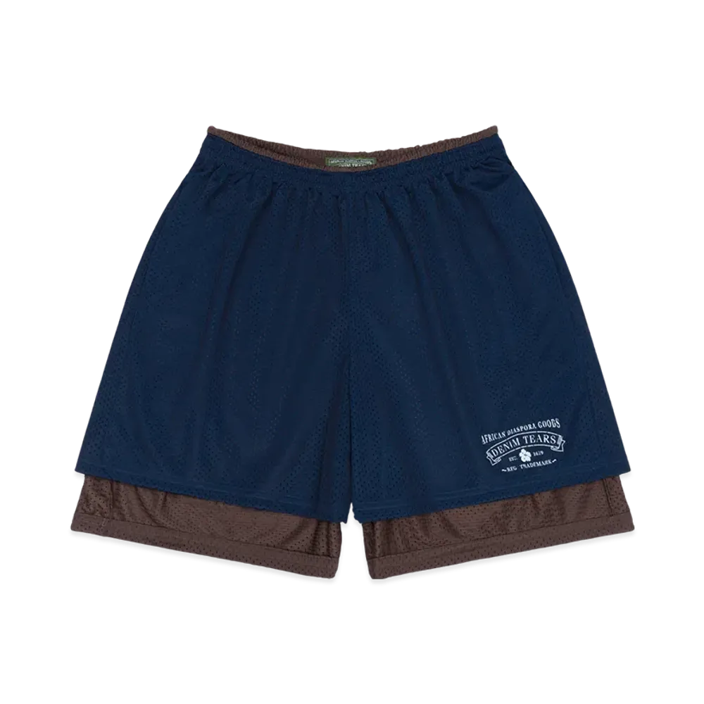 DENIM TEARS ADG Double Layer Mesh Shorts "Navy/Brown"
