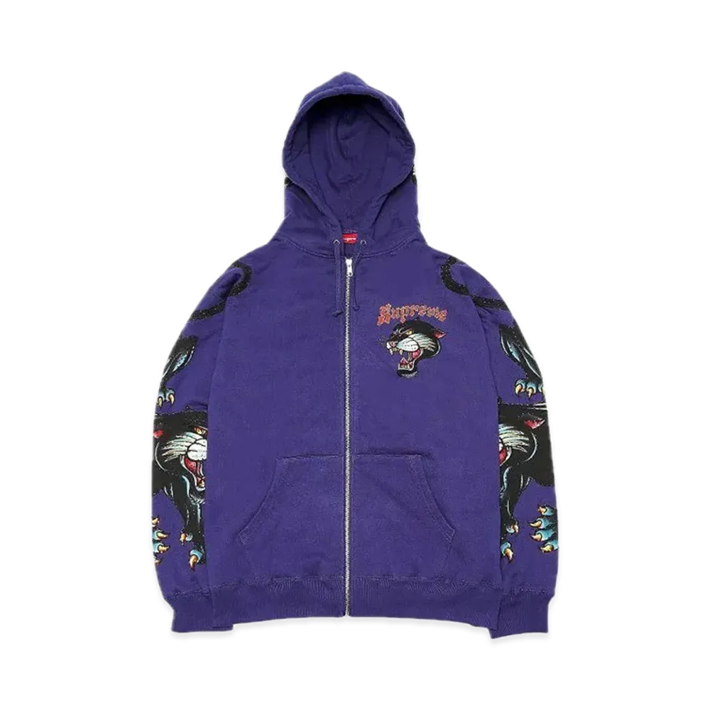 Supreme Panther Zip Up Hooded Sweatshirt "Washed Navy"