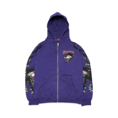 Supreme Panther Zip Up Hooded Sweatshirt "Washed Navy"