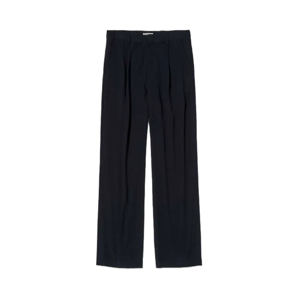AURALEE Hard Twist Cotton Silk Viyella Slacks "Dark Navy"