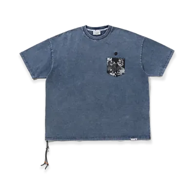 A BATHING APE Hawaiian Motif Patch Pocket Tee #2 "Navy"