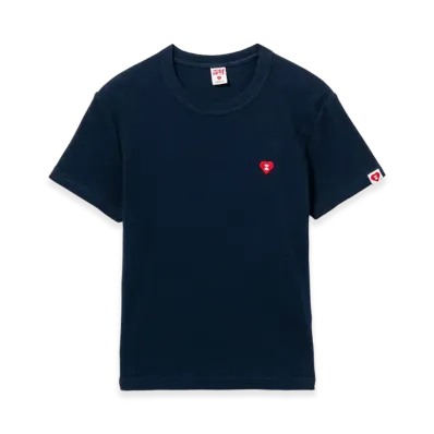 A BATHING APE Women's Heart Badge Rib Tee "Navy"