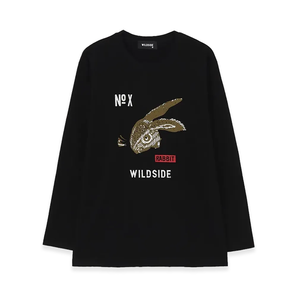 WILDSIDE YOHJI YAMAMOTO Rabbit Print Long Sleeve T-shirt "Black"
