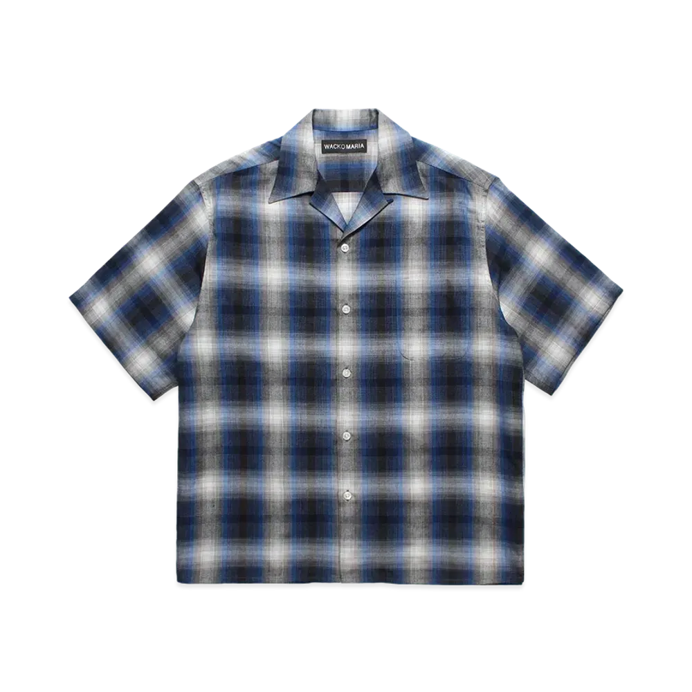 WACKO MARIA Check Open Collar Shirt "Blue"