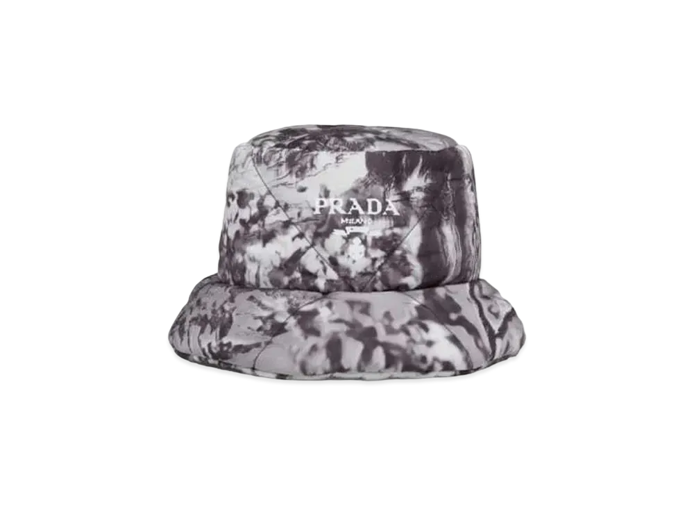 PRADA Print Re Nylon Bucket Hat "Light Gray"