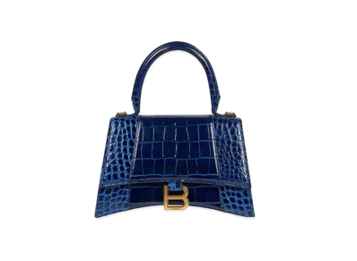 BALENCIAGA Women's Hourglass Small Top Handle Bag "Navy"