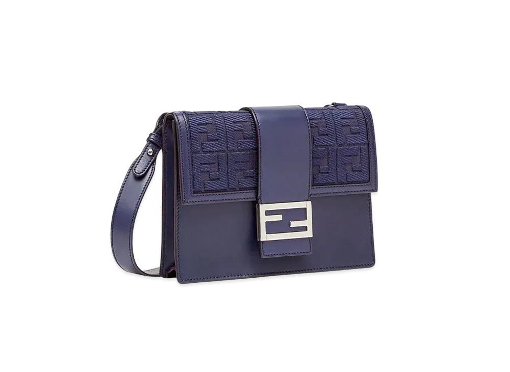 FENDI Flat Baguette Blue Leather Bag "Blue"