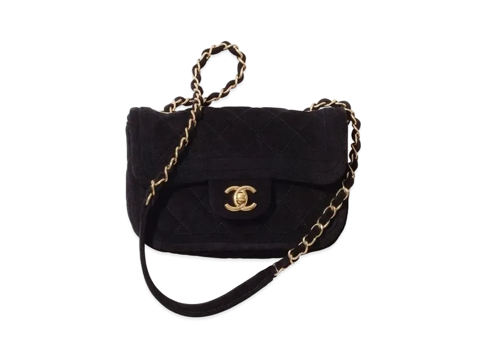 CHANEL Mini Flap Bag Suede Carfskin "Black"