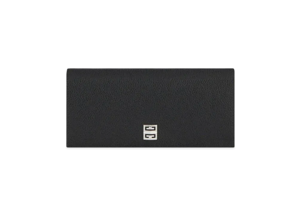 GIVENCHY 4G Long Wallet With Flap In Grained Leather "Black"