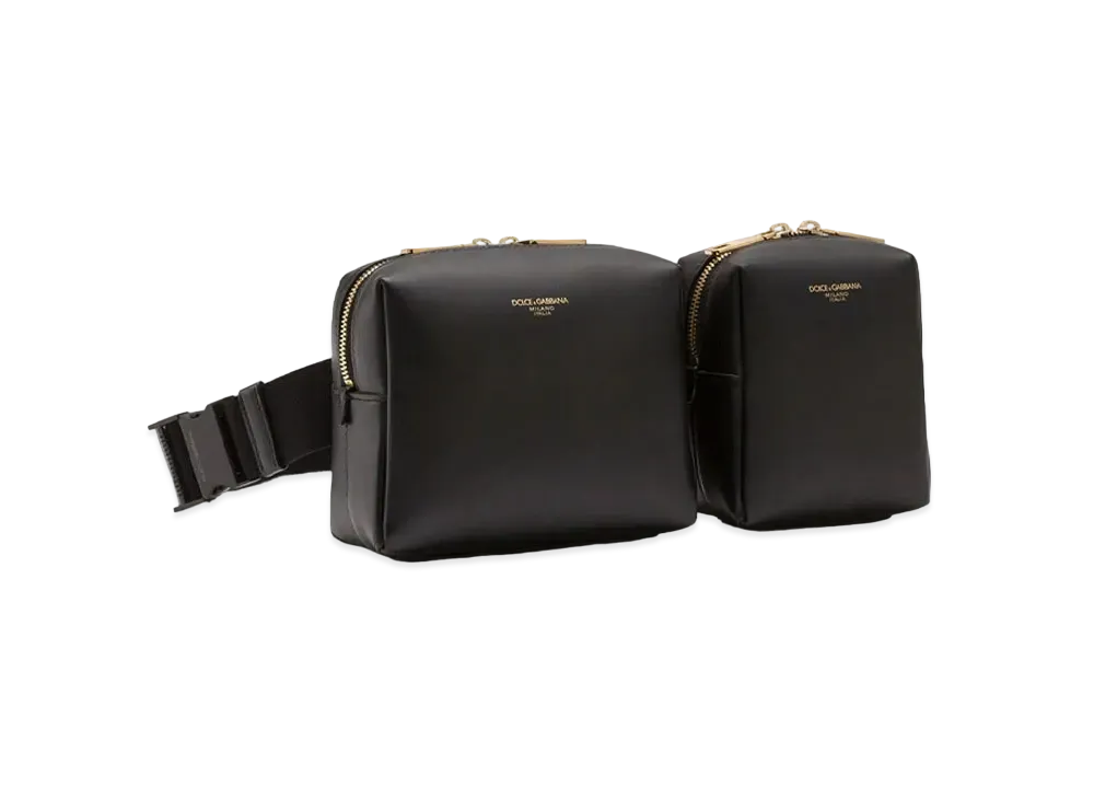 Dolce&Gabbana Mon-Reale Waist Pouch Calfskin Brand Logo "Black"