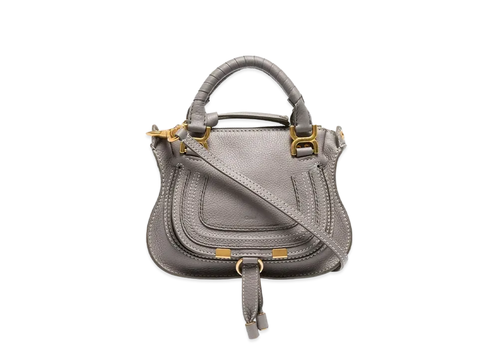 Chloe Marcie Mini Handbag In Small Grain Calfskin "Grey"