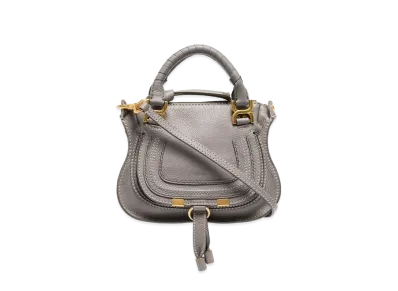 Chloe Marcie Mini Handbag In Small Grain Calfskin "Grey"