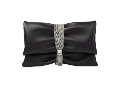 Jimmy Choo Daisy Soft Nappa Leather Clutch Bag With Multi-Chain Bracelet "Black"